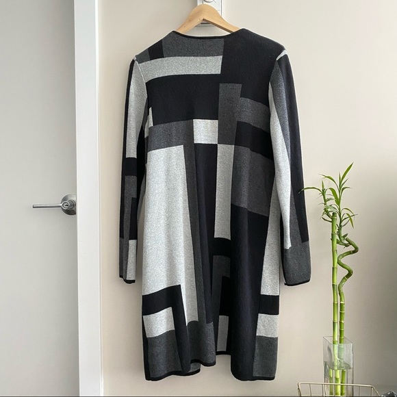 JONES NEW YORK Black Geometric Long Cardigan - Picture 8 of 10